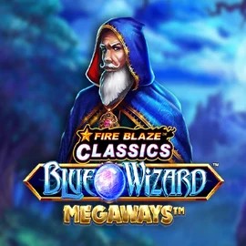 Logo of Fire Blaze Blue Wizard Megaways from Rarestone Gaming at Vegasino Casino